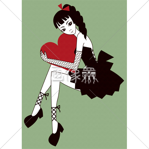 ハートを持ったゴシック調の女の子のイラスト 画像衆