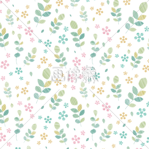 落書き風の花柄シームレス模様素材 4 画像衆