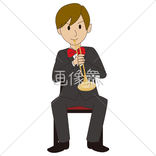 トランペットを吹いている男性の 2 イラスト 画像衆