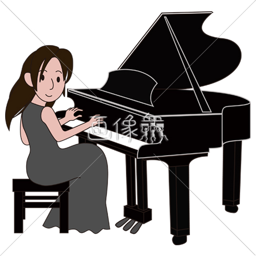 ピアノを弾いている女性のイラスト 1 画像衆