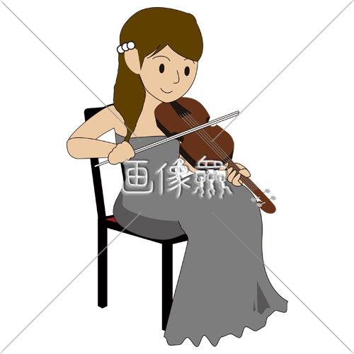 ヴァイオリンを弾いている女性の 2 イラスト 画像衆