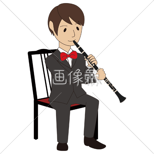 クラリネットを吹いている男性のイラスト 画像衆