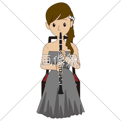クラリネットを吹いている女性のイラスト 画像衆