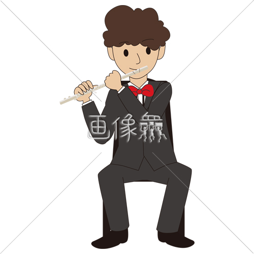 フルートを吹いている男性のイラスト 画像衆