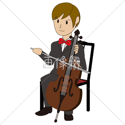 チェロを弾いている男性のイラスト 画像衆