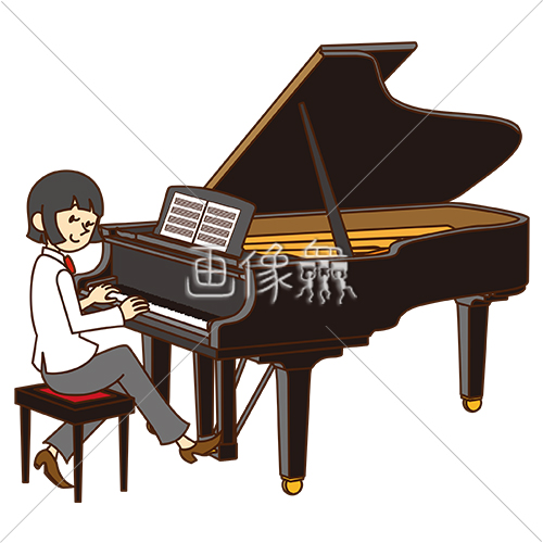 ピアノを弾いている女性のイラスト 画像衆