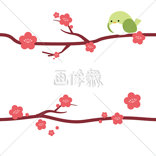 梅とうぐいすのシームレス模様素材 3 画像衆