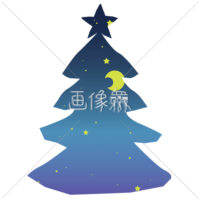 宇宙が映り込んだクリスマスツリーのイラスト素材