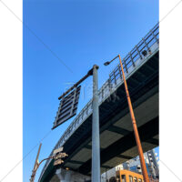 高速道路の標識の裏側の写真素材